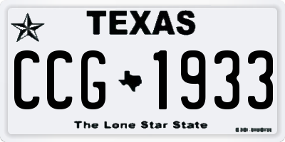 TX license plate CCG1933