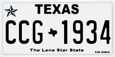 TX license plate CCG1934