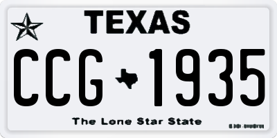 TX license plate CCG1935