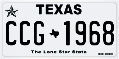 TX license plate CCG1968