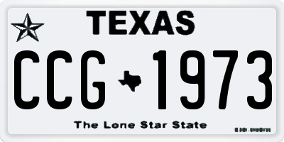 TX license plate CCG1973