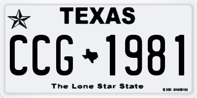 TX license plate CCG1981