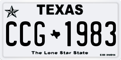 TX license plate CCG1983