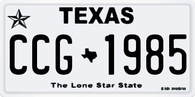 TX license plate CCG1985