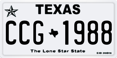 TX license plate CCG1988