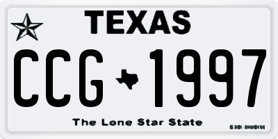 TX license plate CCG1997