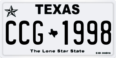 TX license plate CCG1998