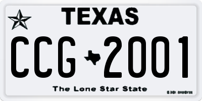 TX license plate CCG2001