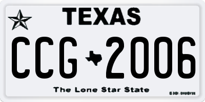 TX license plate CCG2006