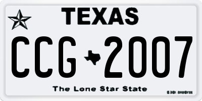 TX license plate CCG2007