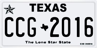 TX license plate CCG2016