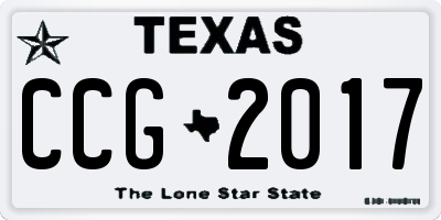 TX license plate CCG2017
