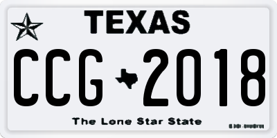 TX license plate CCG2018