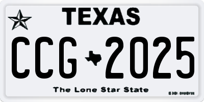 TX license plate CCG2025