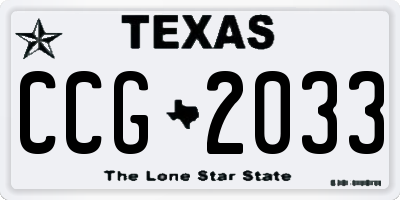 TX license plate CCG2033