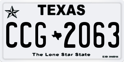 TX license plate CCG2063