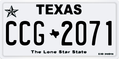 TX license plate CCG2071