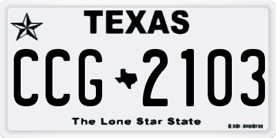 TX license plate CCG2103