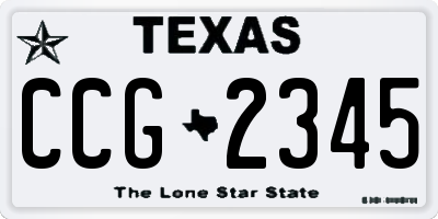 TX license plate CCG2345
