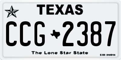 TX license plate CCG2387