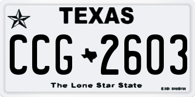 TX license plate CCG2603