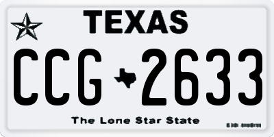 TX license plate CCG2633