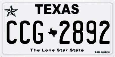 TX license plate CCG2892