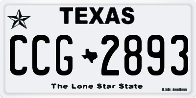 TX license plate CCG2893