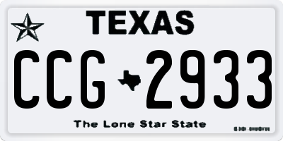 TX license plate CCG2933