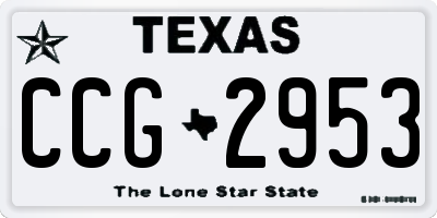 TX license plate CCG2953