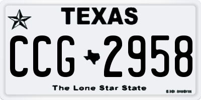 TX license plate CCG2958