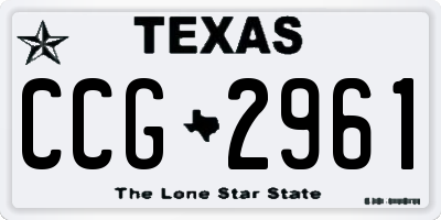 TX license plate CCG2961