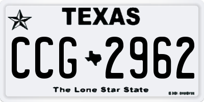 TX license plate CCG2962
