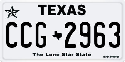 TX license plate CCG2963