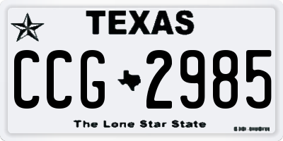 TX license plate CCG2985