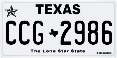 TX license plate CCG2986