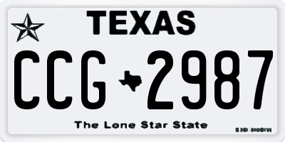 TX license plate CCG2987