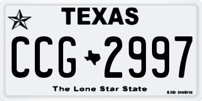 TX license plate CCG2997