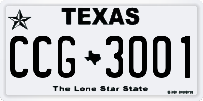TX license plate CCG3001