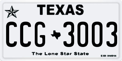 TX license plate CCG3003