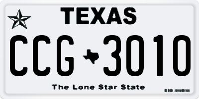 TX license plate CCG3010