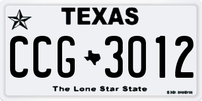 TX license plate CCG3012