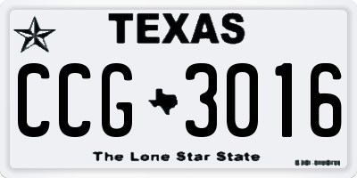 TX license plate CCG3016