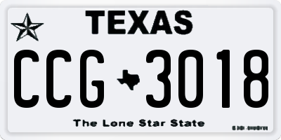 TX license plate CCG3018