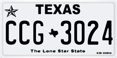 TX license plate CCG3024