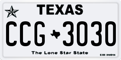 TX license plate CCG3030