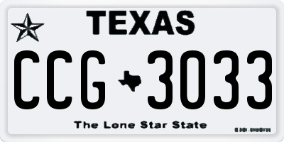 TX license plate CCG3033