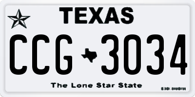 TX license plate CCG3034