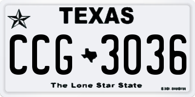 TX license plate CCG3036