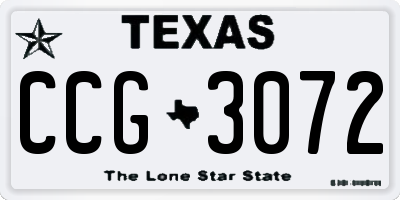 TX license plate CCG3072